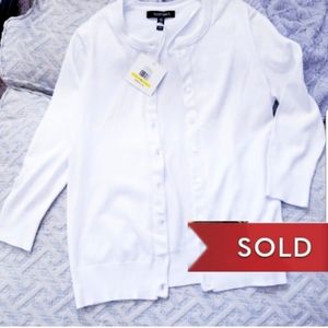 *SOLD*SOLD*SOLD*ELLEN TRACY Essentials White 3/4 Sleeve Button-front Classic